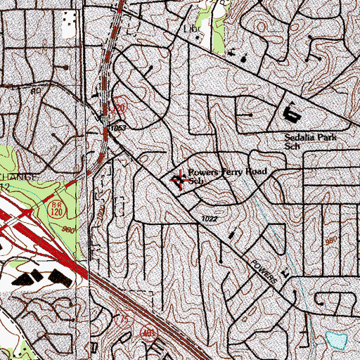 Topographic Map of Powers Ferry Elementary School, GA
