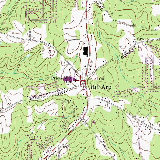 Topographic Map of Prays Mill Church, GA