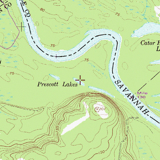 Topographic Map of Prescott Lakes, GA
