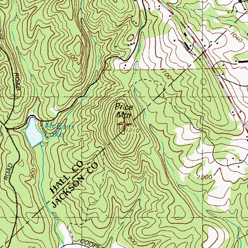 Topographic Map of Price Mountain, GA