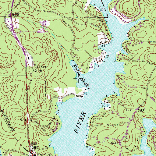 Topographic Map of Price Neck, GA