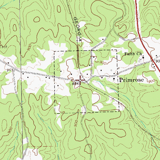 Topographic Map of Primrose, GA