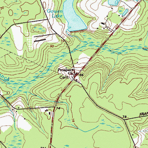 Topographic Map of Prospect Church, GA