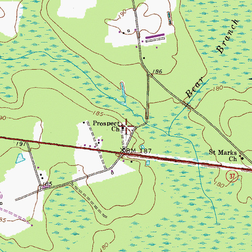 Topographic Map of Prospect Church, GA