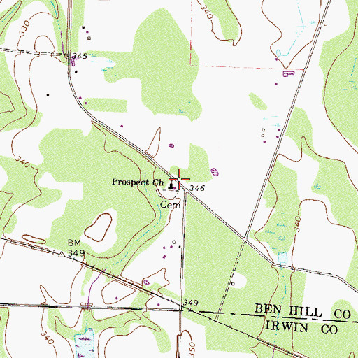 Topographic Map of Prospect Church, GA