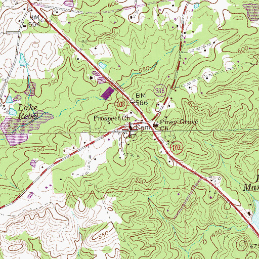 Topographic Map of Prospect Church, GA