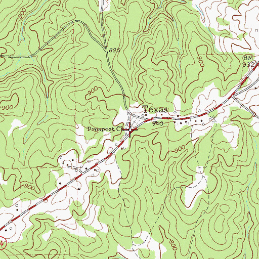 Topographic Map of Prospect United Methodist Church, GA