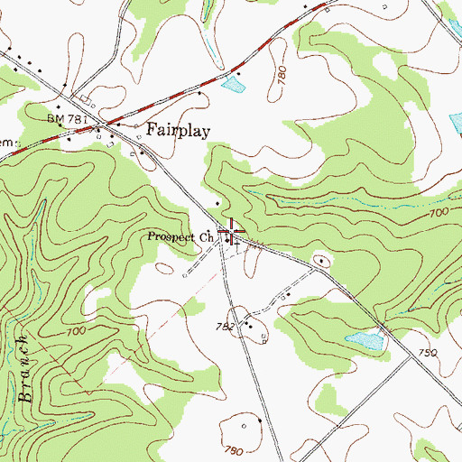 Topographic Map of Prospect Church, GA
