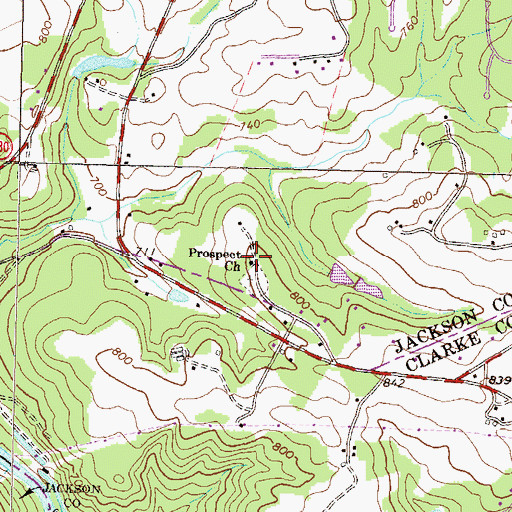 Topographic Map of Prospect Church, GA