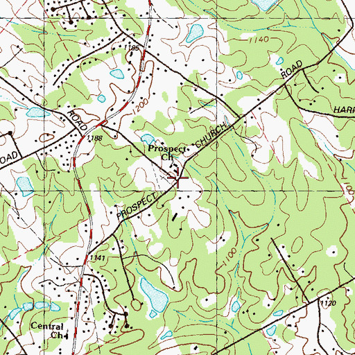 Topographic Map of Prospect Church, GA