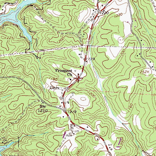 Topographic Map of Prospect Church, GA