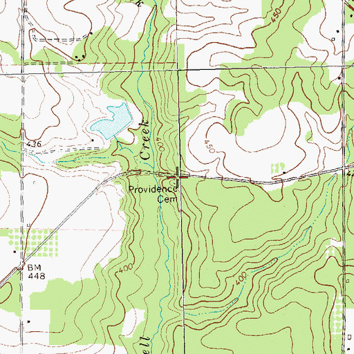 Topographic Map of Providence Cemetery, GA