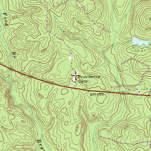 Topographic Map of Providence Cemetery, GA