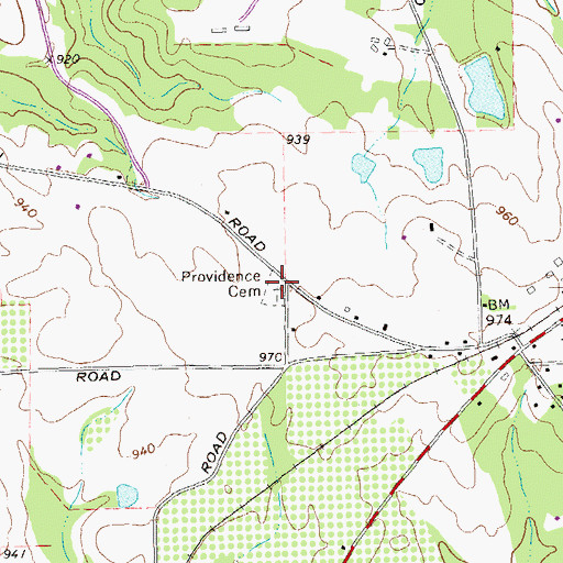 Topographic Map of Providence Cemetery, GA