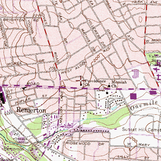 Topographic Map of Providence Church, GA