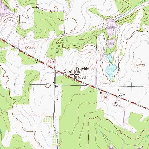 Topographic Map of Providence Church, GA