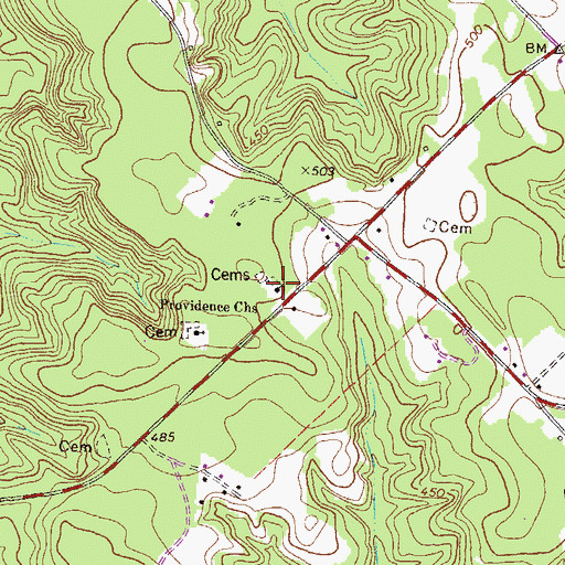 Topographic Map of Providence Church, GA