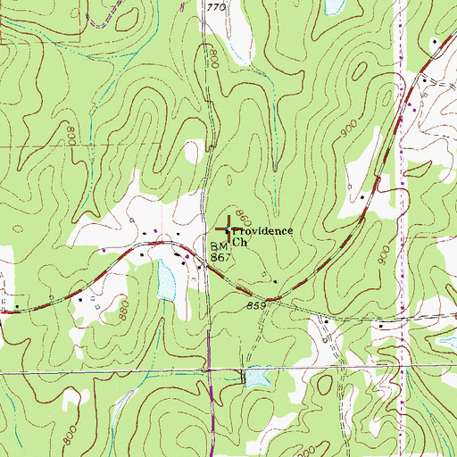 Topographic Map of Providence Baptist Church, GA