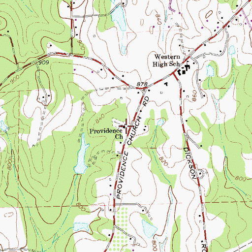 Topographic Map of Providence Baptist Church, GA