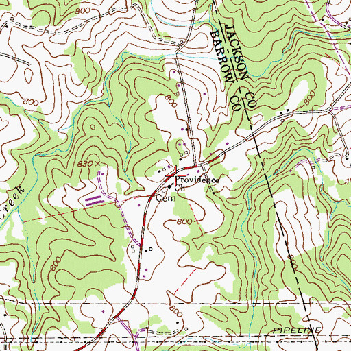 Topographic Map of Providence Church, GA