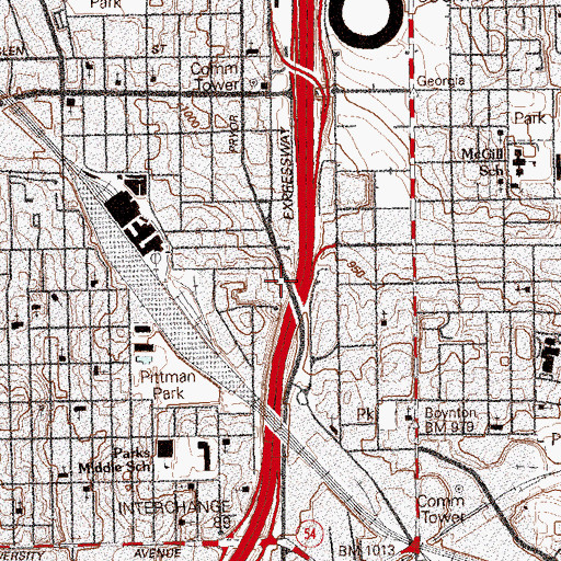 Topographic Map of Pryor Street School, GA