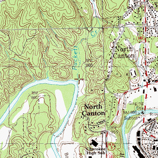 Topographic Map of Puckett Creek, GA