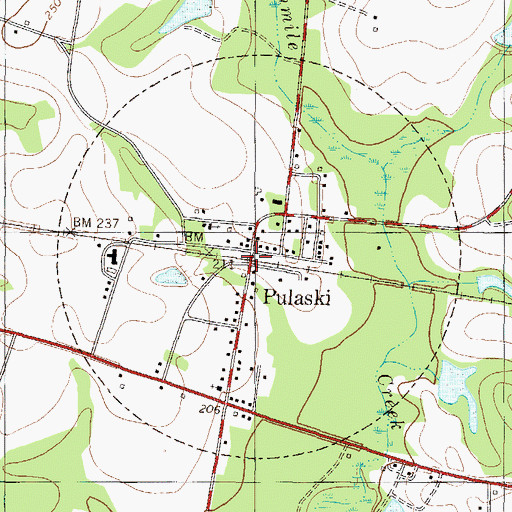 Topographic Map of Pulaski, GA