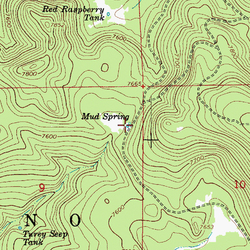 Topographic Map of Mud Spring, AZ