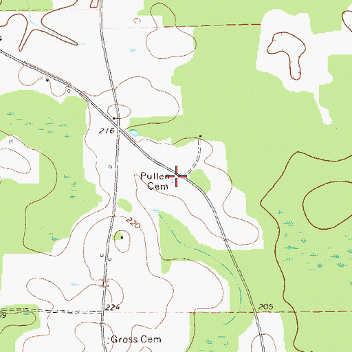 Topographic Map of Pullen Cemetery, GA