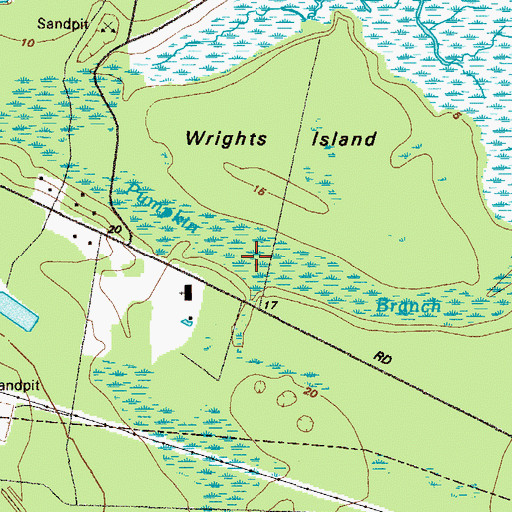 Topographic Map of Pumpkin Branch, GA