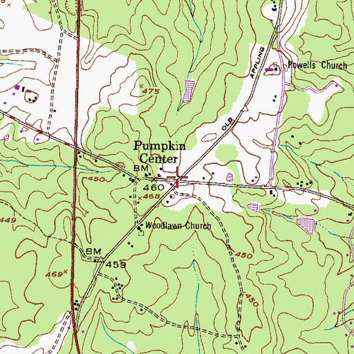 Topographic Map of Pumpkin Center, GA