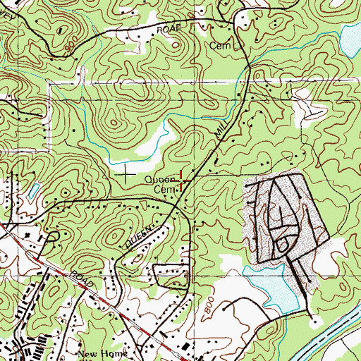Topographic Map of Queen Cemetery, GA