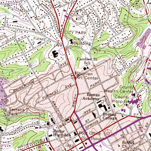 Topographic Map of Quinlan Art Center, GA