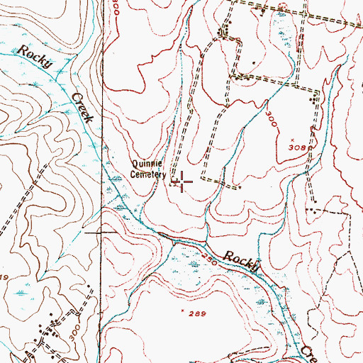 Topographic Map of Quinnie Cemetery, GA