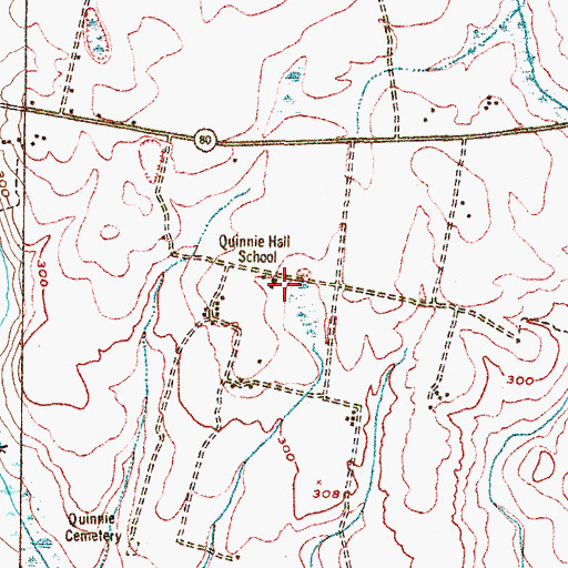 Topographic Map of Quinnie Hall School, GA