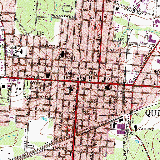 Topographic Map of Quitman, GA