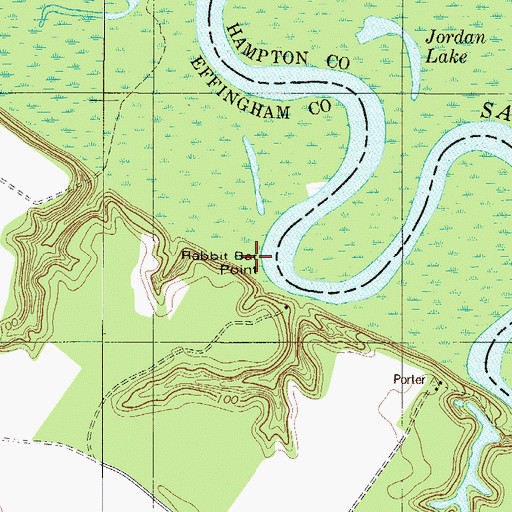 Topographic Map of Rabbit Bar Point, GA