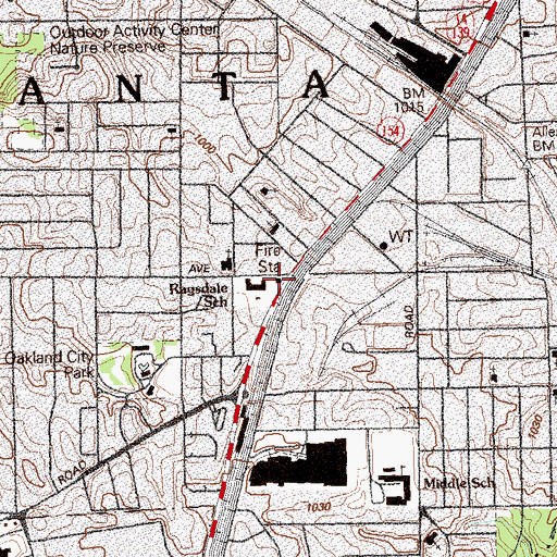 Topographic Map of Ragsdale Elementary School (historical), GA