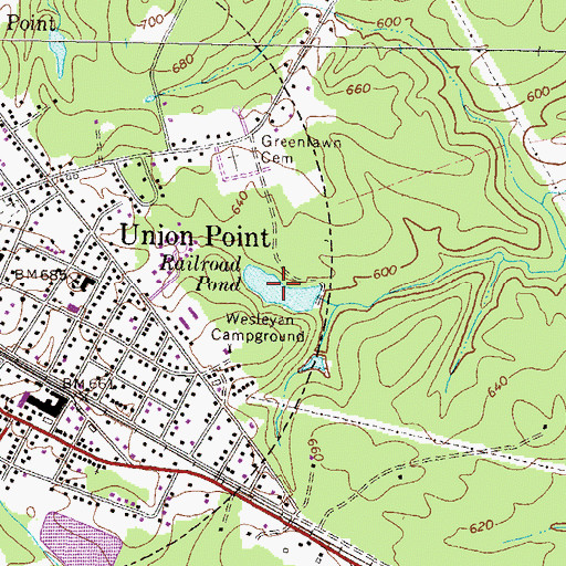 Topographic Map of Railroad Pond, GA