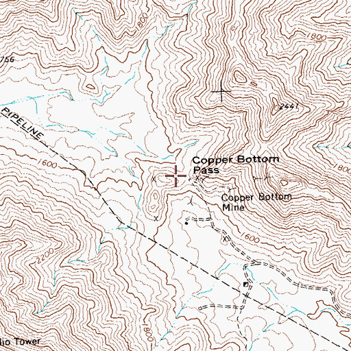 Topographic Map of Copper Bottom Pass, AZ