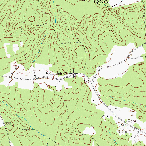 Topographic Map of Randolph Church, GA