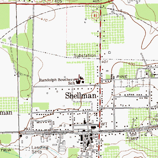Topographic Map of Randolph Southern School, GA