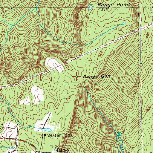 Topographic Map of Range Gap, GA