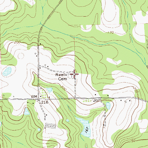 Topographic Map of Rawls Cemetery, GA