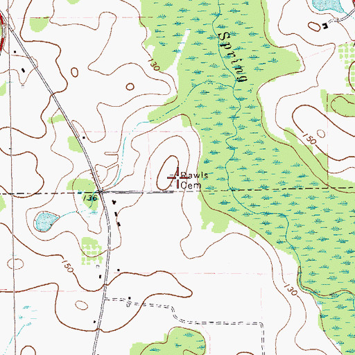 Topographic Map of Rawls Cemetery, GA