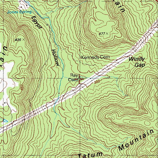Topographic Map of Ray Cemetery, GA