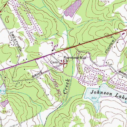 Topographic Map of Raymond Hill Church, GA