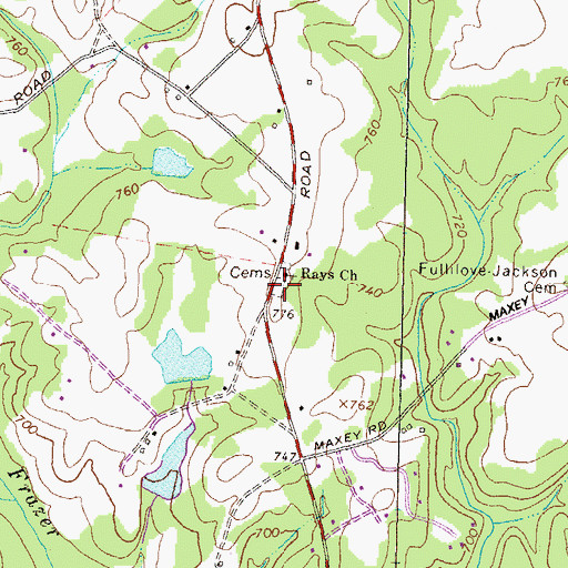 Topographic Map of Rays Church, GA