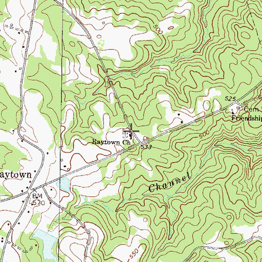 Topographic Map of Raytown Church, GA