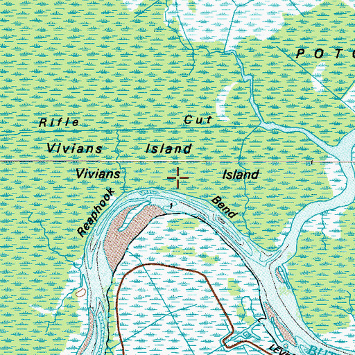 Topographic Map of Reaphook Bend, GA